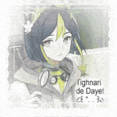 a drawing of a girl with a magnifying glass and the name tignari de dayet