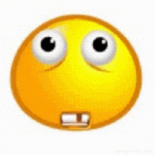 a close up of a smiley face with big eyes and a gray hat .