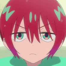 a cartoon character with red hair and green eyes