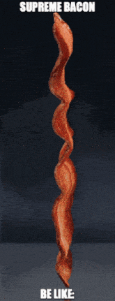 a piece of supreme bacon is floating in the air