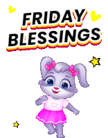 a cartoon bunny with the words friday blessings behind it