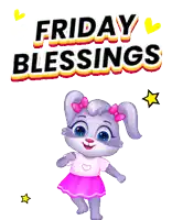 a cartoon bunny with the words friday blessings behind it
