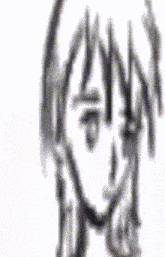 a black and white drawing of a person 's face .