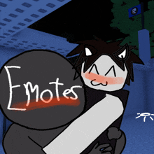a drawing of a person holding another person with the word emotes written on it