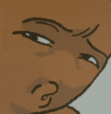 a close up of a drawing of a person 's face with a slight smile on it .
