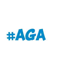a white background with the word aga in blue