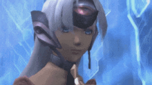 a video game character with a mask on her face