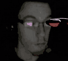 a cartoon of a man wearing sunglasses with a pink lip