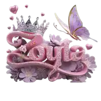 the name zoyla is surrounded by pink flowers and a butterfly