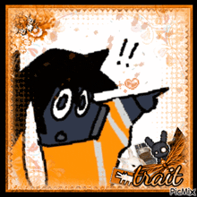 a picture of a cartoon character with the word trait in the bottom right corner