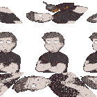 a pixel art of a man laying on his back