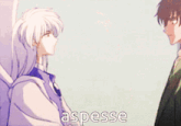 a couple of anime characters standing next to each other with the word aspesse in the corner
