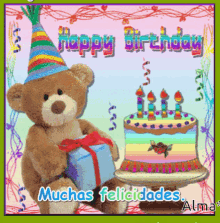 Happy Birthday Feliz Cumpleanos GIF - Happy Birthday Feliz Cumpleanos Teddy Bear GIFs