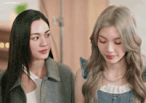 two women standing next to each other with a watermark that says lingormgifs8