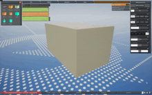 a computer screen shows a cube in the middle of a grid of dots