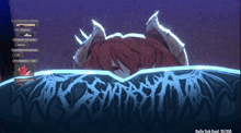 a screenshot of a video game shows a character with red hair