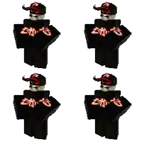 a cartoon character wearing a black shirt with chinese writing on it