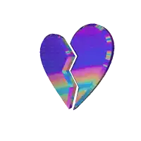 a rainbow colored broken heart on a white background with the words picmix on it
