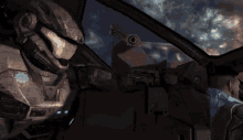 a man in a halo video game looks out the window