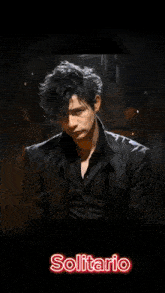 an animated image of a man with the word solitario in red