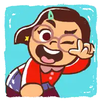 a cartoon drawing of a girl wearing glasses and a red shirt