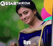 a star tamil chat advertisement with a smiling girl