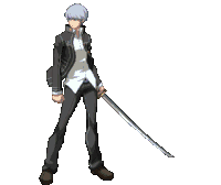 a pixel art drawing of a man holding a sword