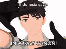 a 3d model of a man making a hand gesture with the caption indonesia says indokay canon