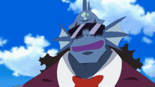 a cartoon character with sunglasses and a bow tie
