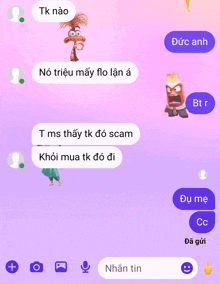 a screenshot of a text message with a cartoon character and the words tk hao