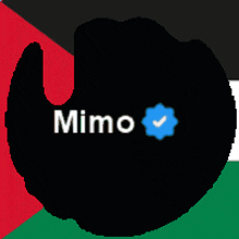 a silhouette of a person with the word mimo in white