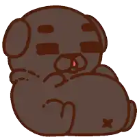 a cartoon drawing of a pug dog laying down