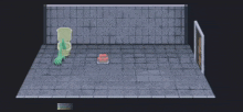 a pixel art of a bathroom with a toilet and a plant