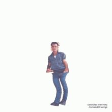 an animated drawing of a man flying through the air
