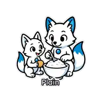 a sticker of two foxes with plain written on the bottom