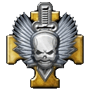 a cross with a skull and a dagger on it .