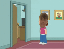 a cartoon of peter griffin standing next to a woman