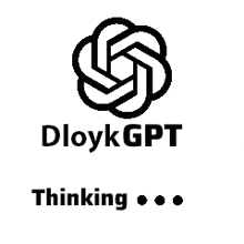 a black and white logo for a company called dloykgpt .