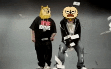 a man wearing a shirt that says " live knows " is standing next to another man