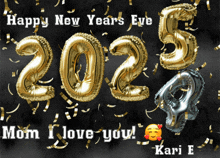 a happy new year 's eve card with gold balloons