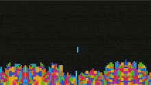 a row of colorful tetris blocks on a black screen