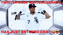 a twitter user has just entered chat with a white sox player