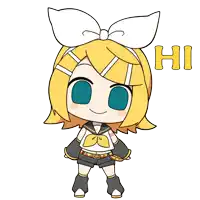 a drawing of a girl with a bow and the word hi above her