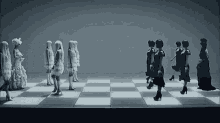 Chess Ladys Black And White GIF - Chess Ladys Black And White Chess Board GIFs