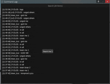 a screenshot of a command logs window with a search box at the bottom