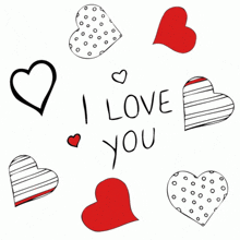 a drawing of hearts with the words " i love you " in the middle