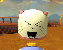 a cartoon drawing of a cat 's face with its eyes closed