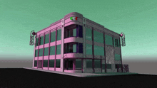 a computer generated image of a building with abc written on it