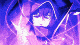 a purple and white anime character with a sword