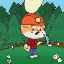 a cartoon of a dog wearing a hard hat